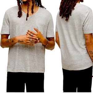 John Varvatos Driggs Stripe cotton and linen T-shirt. V-neck. New w/o tags.